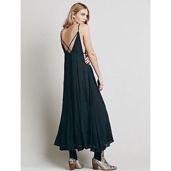 Free People RARE Vtg NWT Free People Gray Lace Crochet Maxi Slip Dress | Size M / US 6-8 / IT 42-44 - 6 Thumbnail