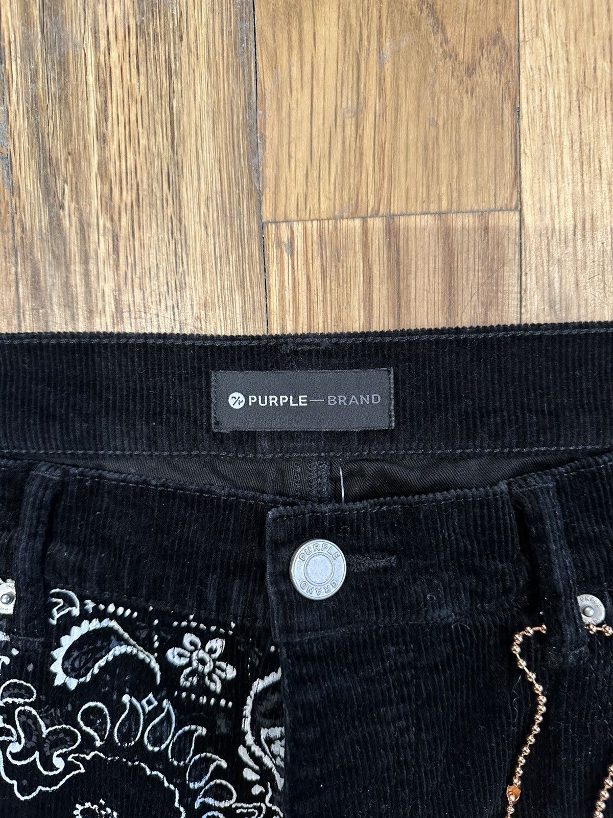 Purple Brand Purple Brand White Paisley Black Split Corduroy Jeans Sz 36 Size US 36 / EU 52 - 3 Thumbnail