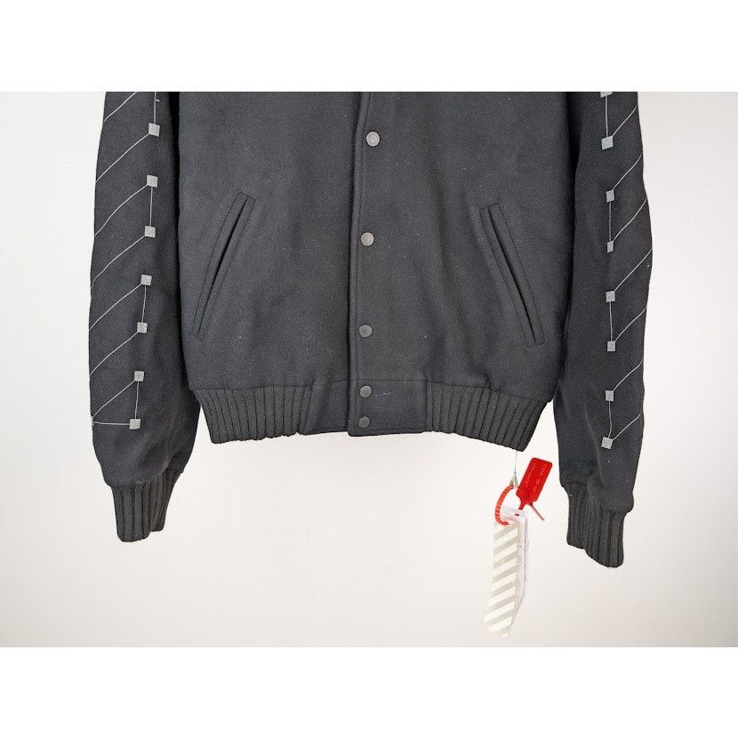 Off-White o1rshd1 Virgil Abloh Arrows Varsity Jacket in Black / White Size US M / EU 48-50 / 2 - 5 Thumbnail