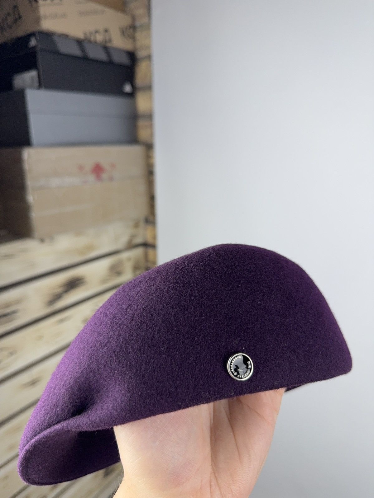 Daniele Alessandrini × Designer Daniele Alessandrini Purple Wool Beret Made in Italy Size 56 Size ONE SIZE - 5 Thumbnail