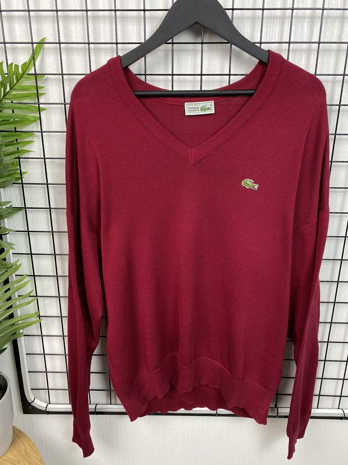 Lacoste × Vintage VINTAGE LACOSTE RED V-NECK SWEATER CHEMISE SIZE 6 MEN XL Size US XL / EU 56 / 4 - 1 Thumbnail