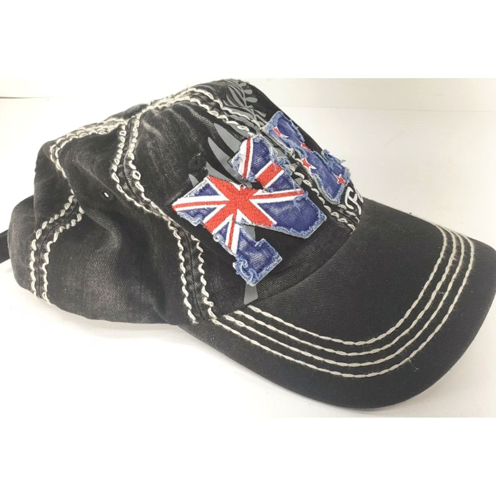 Bally NEW ZEALAND FERN BLACK ADJUSTABLE STRAP HAT BALL CAP FLAG Big Stitch Embroidered HAT Size ONE SIZE - 3 Thumbnail