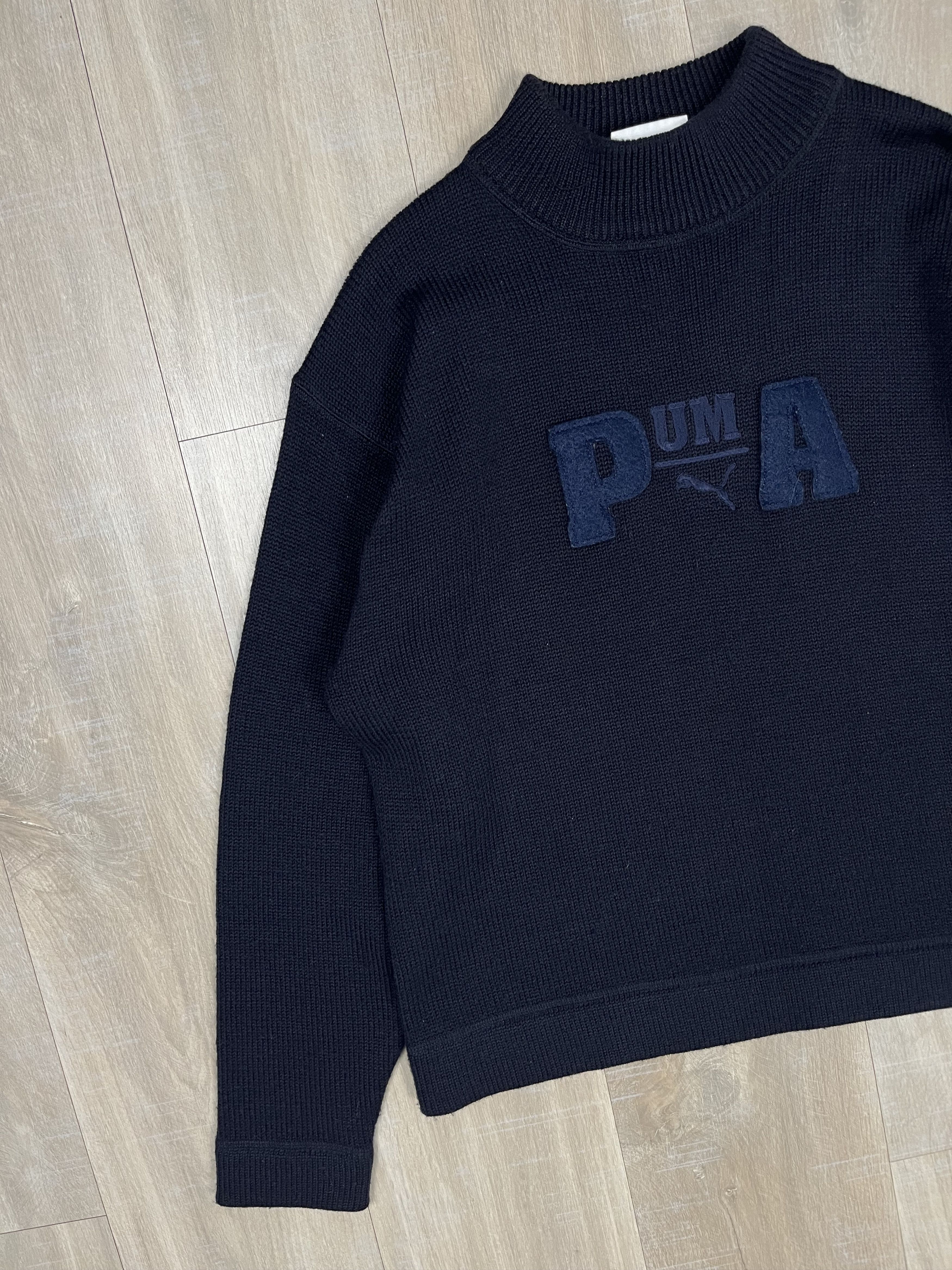 Puma Vintage 90s Puma Knit Wool Sweater Dark Blue Size US L / EU 52-54 / 3 - 3 Thumbnail