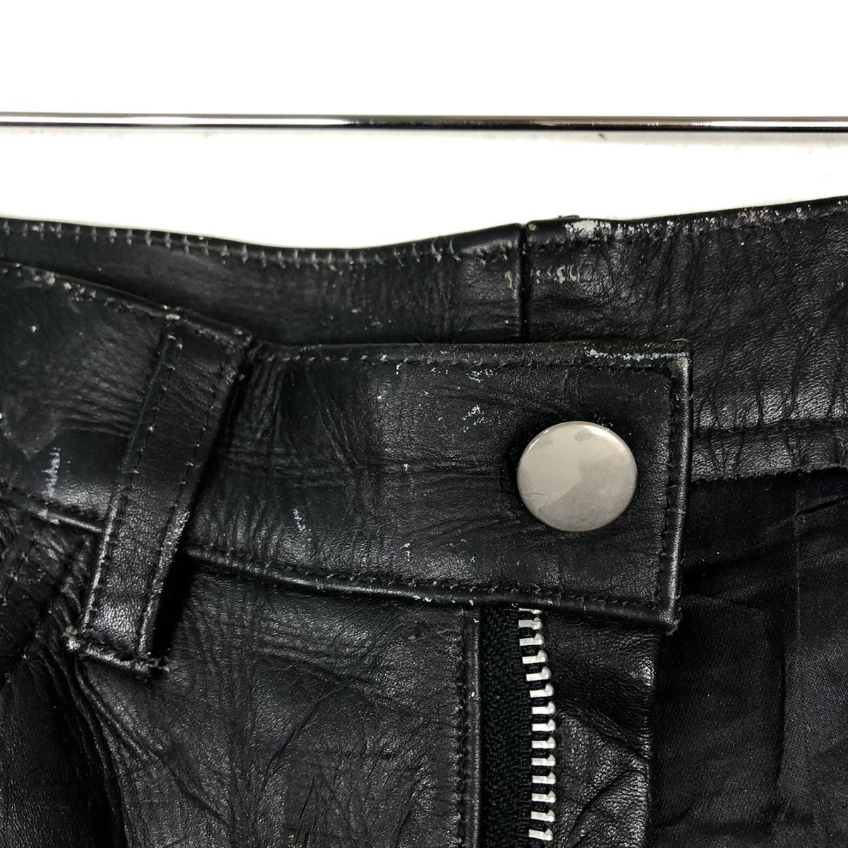 Genuine Leather 🔥Rich Black Vintage Biker Leather Pants Japan Size US 30 / EU 46 - 11 Thumbnail