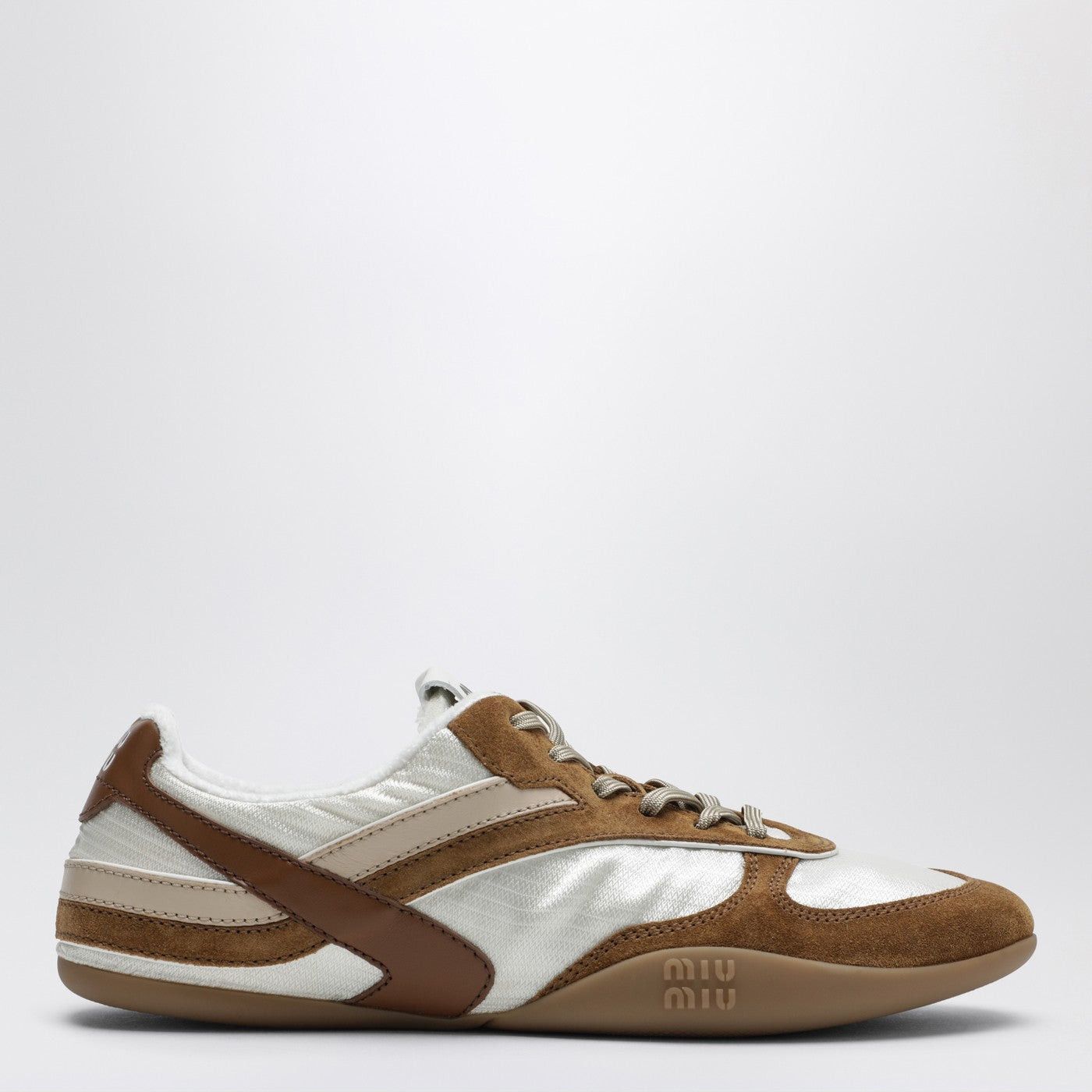 Miu Miu Miu Miu Gymnasium Sneakers Talc/Cinnamon In Technical Fabric And Suede Size US 9 / IT 39 - 1 Thumbnail
