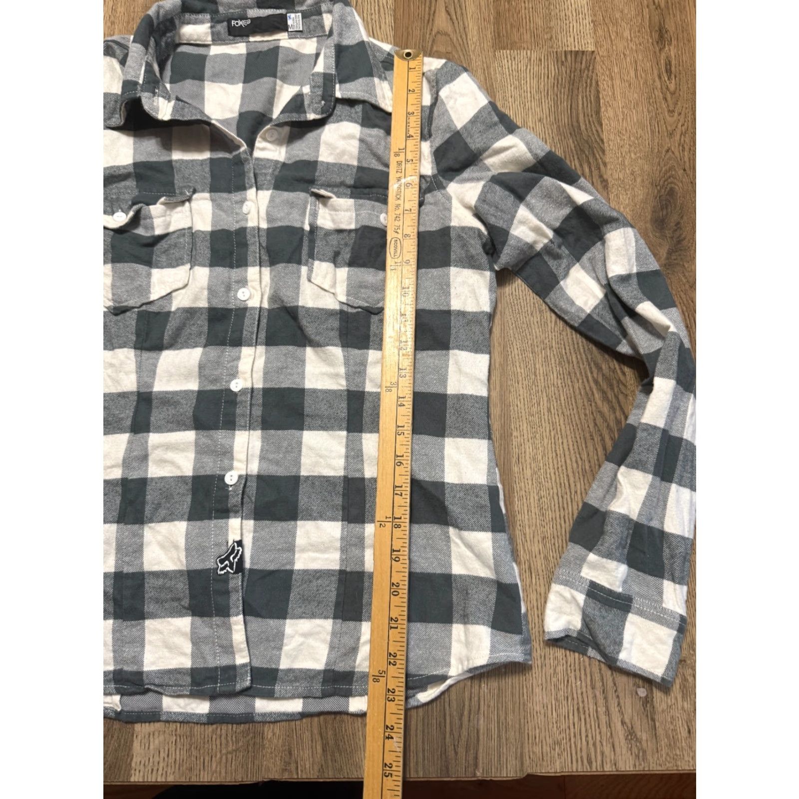 Vintage FOX Shirt Women's Medium Green Plaid Long Sleeve Button-Up Size M / US 6-8 / IT 42-44 - 6 Thumbnail