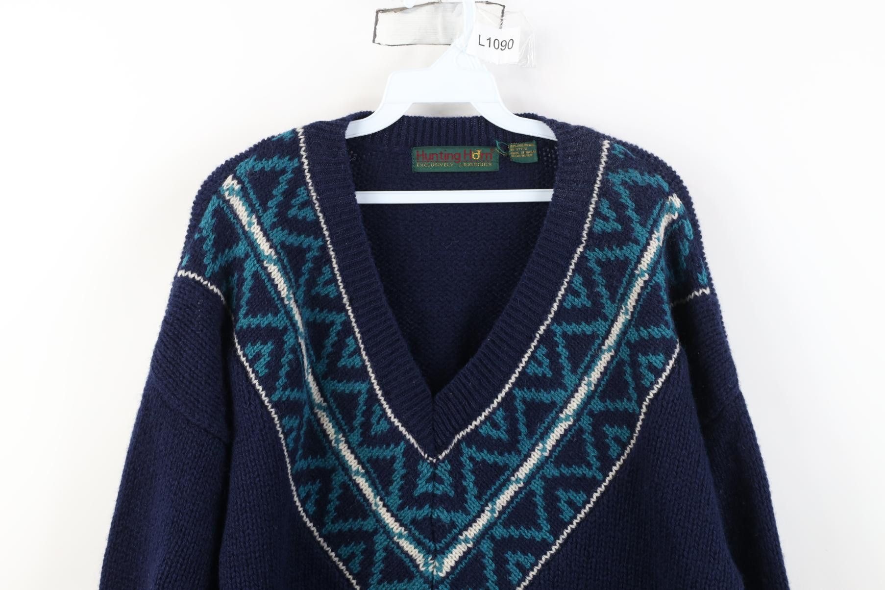 Vintage Vintage 90s Dapper Shetland Wool Fair Isle V-Neck Sweater Size US L / EU 52-54 / 3 - 2 Thumbnail