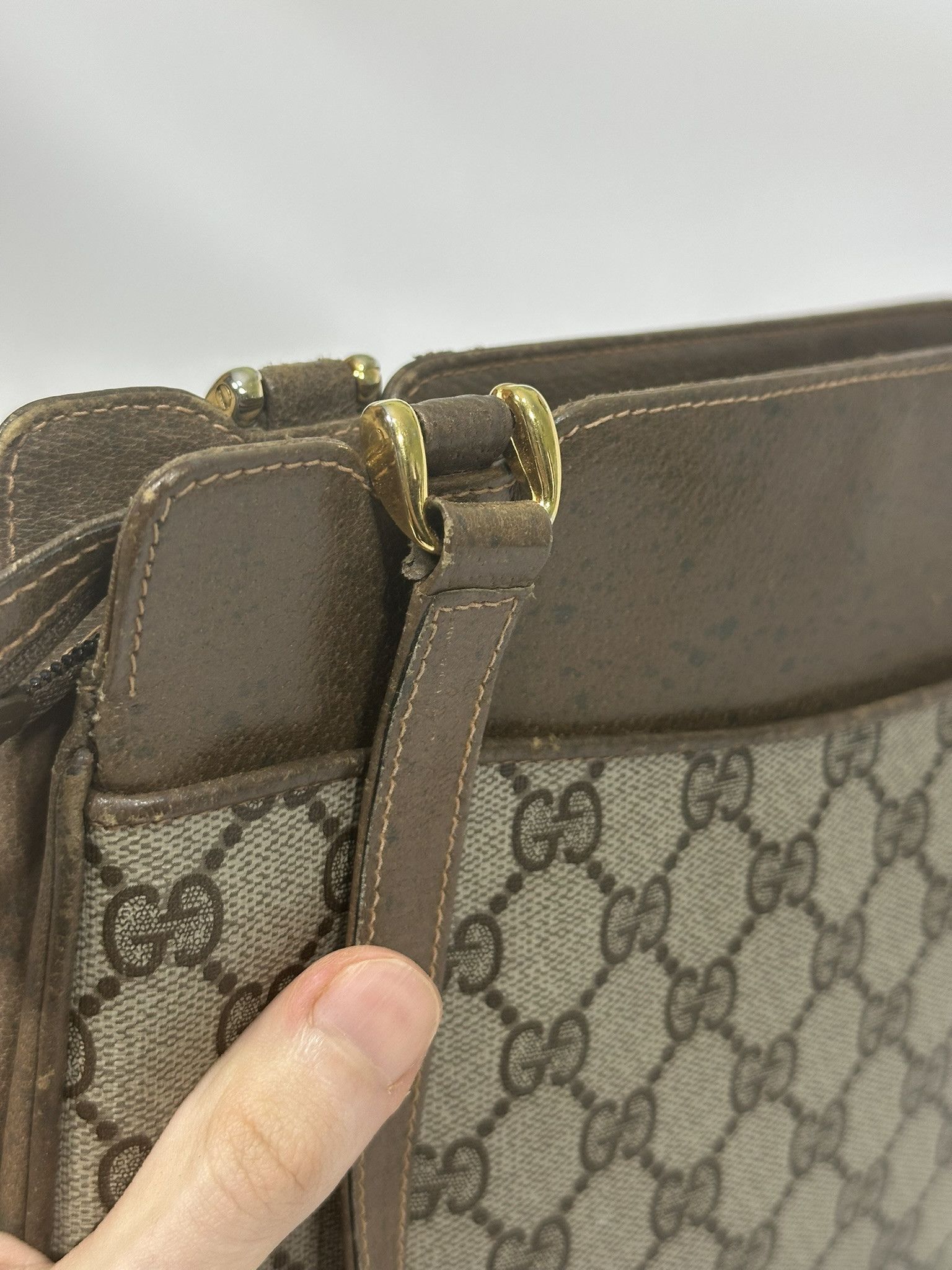 Gucci Gucci Vintage Handbag GG Monogram Beige Brown Leather Size ONE SIZE - 24 Thumbnail