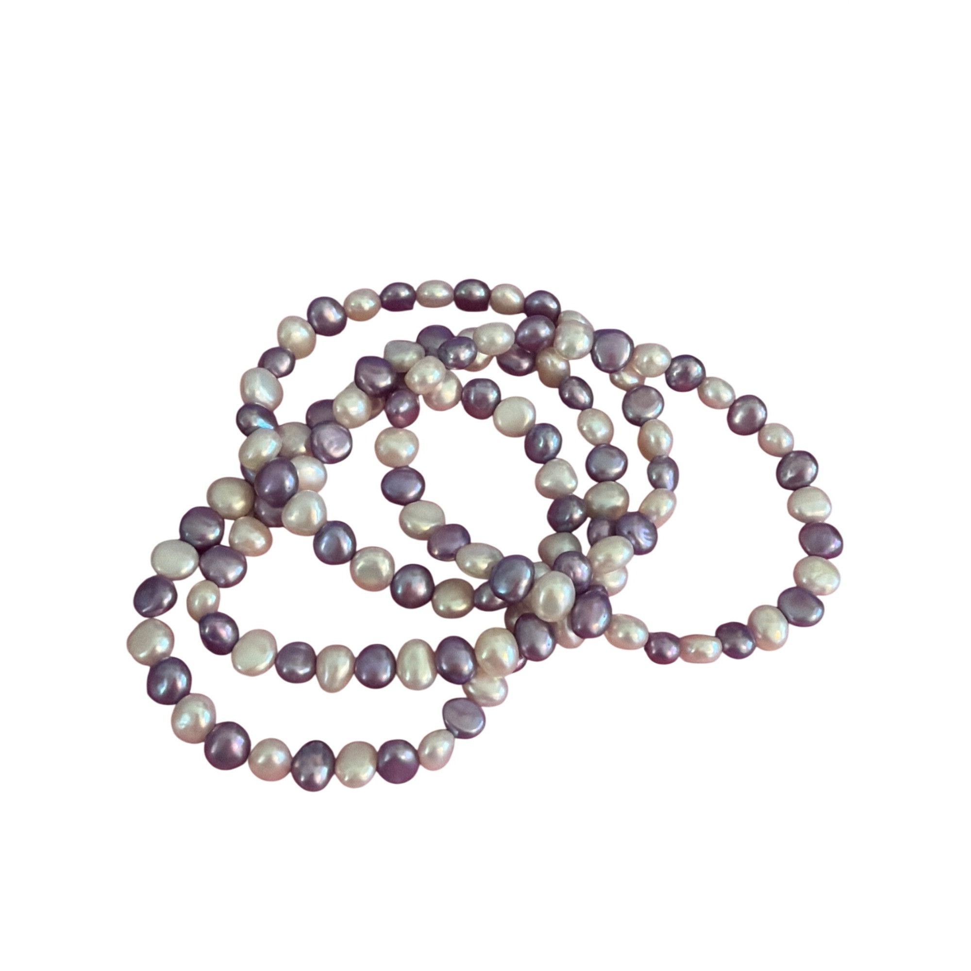 Other Vtg Lot of 4 Pearl Stretch Bracelets Lavender White Freshwat Size ONE SIZE - 3 Thumbnail