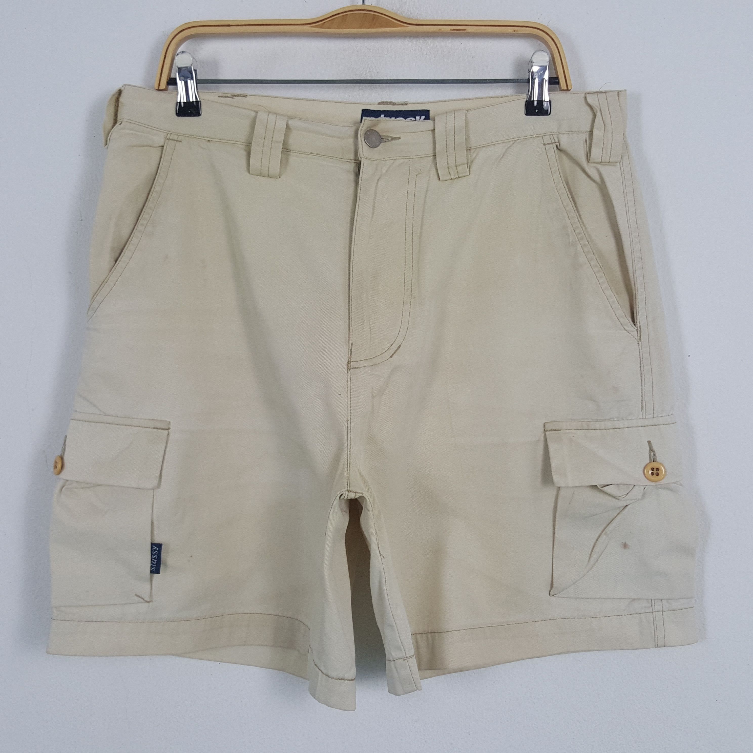 Stussy × Vintage Vintage STUSSY USA Custom Art Logo Cargo Shorts Pants Size US 34 / EU 50 - 3 Thumbnail