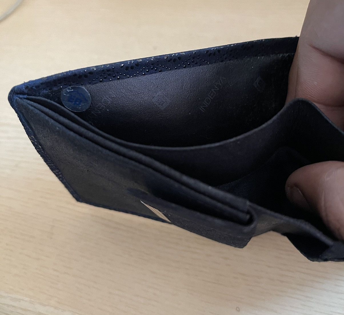 Genuine Leather × Japanese Brand Inden Ya Leather Wallet Bifold Deer Skin Indigo Size ONE SIZE - 8 Thumbnail