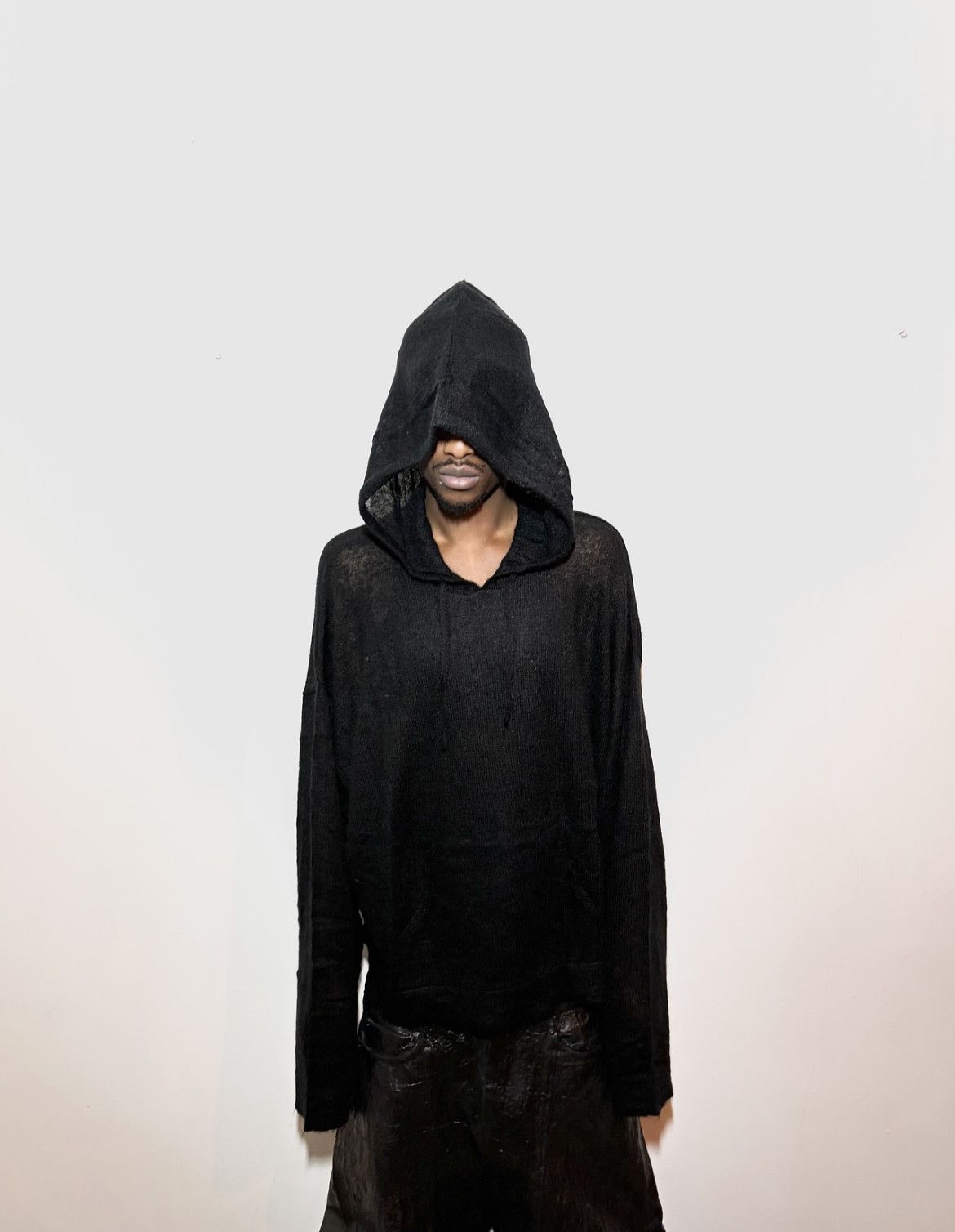 Destroy Lonely Corporate World Phantom Black Mohair Loose Knitted Hoodie Size US L / EU 52-54 / 3 - 11 Thumbnail