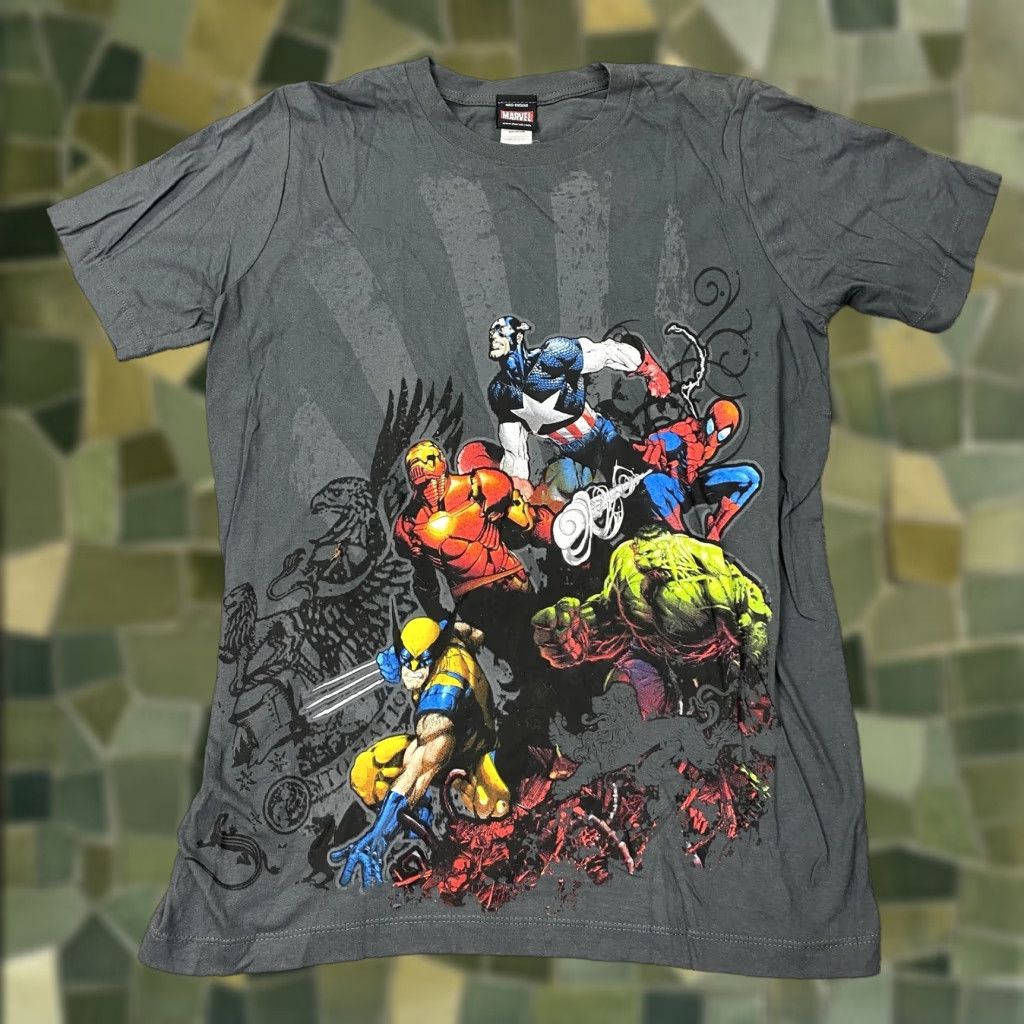 Vintage VINTAGE Marvel Shirt Mens Small Gray Graphic Avengers Spider-Man Hulk Iron Man 90s Mens Size S Size US S / EU 44-46 / 1 - 1 Thumbnail