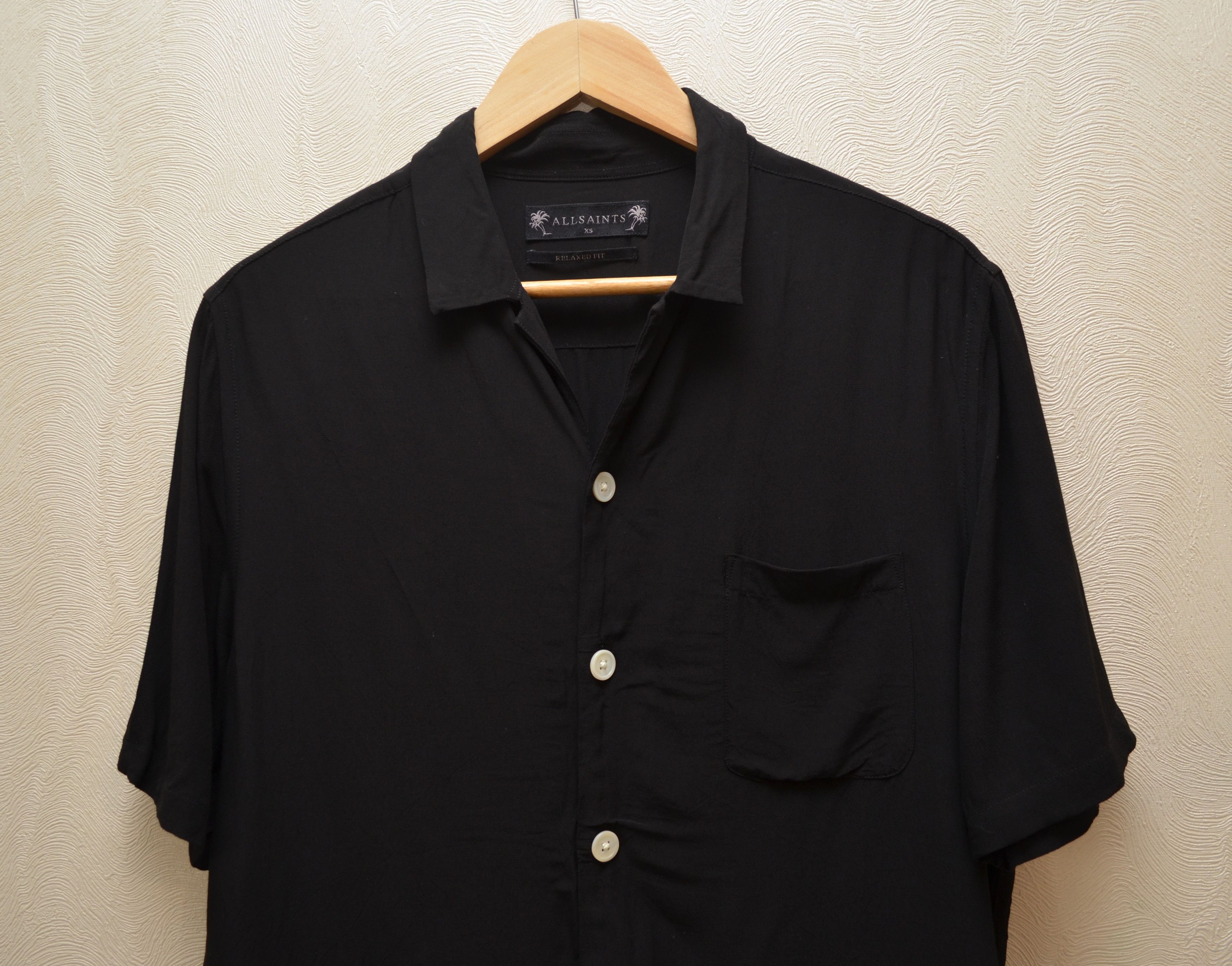 Allsaints × Designer Allsaints Kiowa Black Viscose Shirt Short Sleeve sz XS Size US XS / EU 42 / 0 - 4 Thumbnail