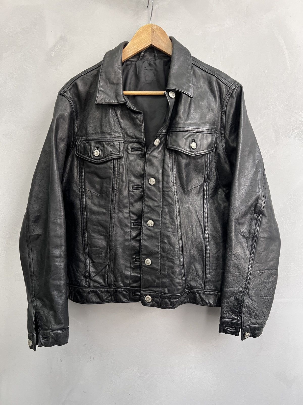 VINTAGE CROPPED PUNK TRUCKER JACKET LEATHER GAP - Main Image