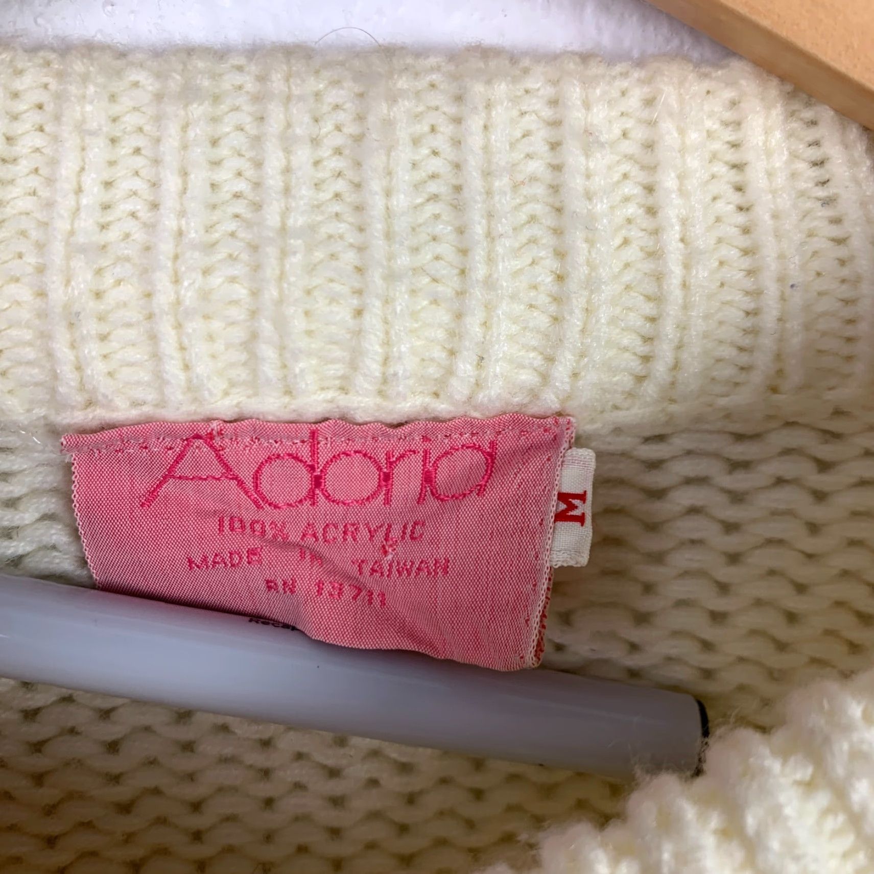 Vintage VINTAGE Adoria Ivory Chunky Knit Womens Cardigan Sweater M Taiwan Acrylic 1960s Boho Mens/Womens Size M / US 6-8 / IT 42-44 - 2 Thumbnail
