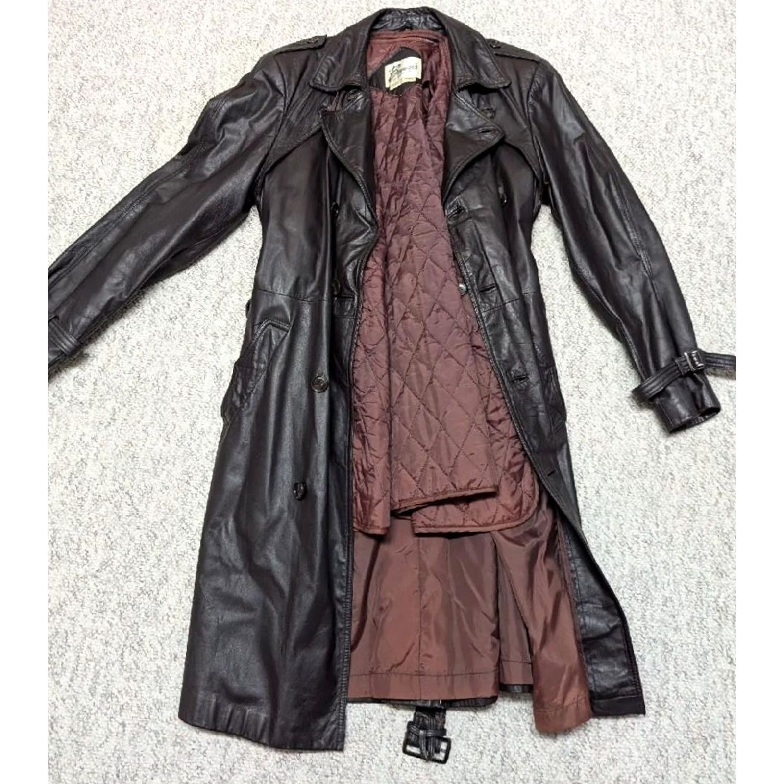 Vintage VINTAGE Berman's TRENCH COAT red-brown leather 44 L 1970s sherlock Mens Size US L / EU 52-54 / 3 - 7 Thumbnail
