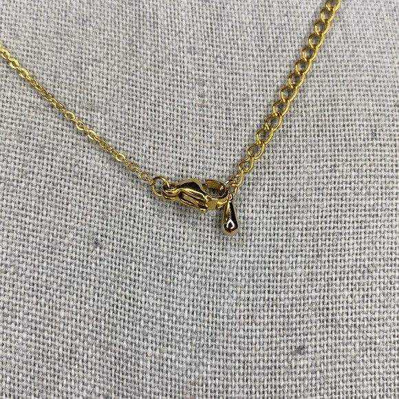 Celine CELINE Logo Goldtone Metal and Rhinestone Pendant Necklace Size ONE SIZE - 5 Thumbnail