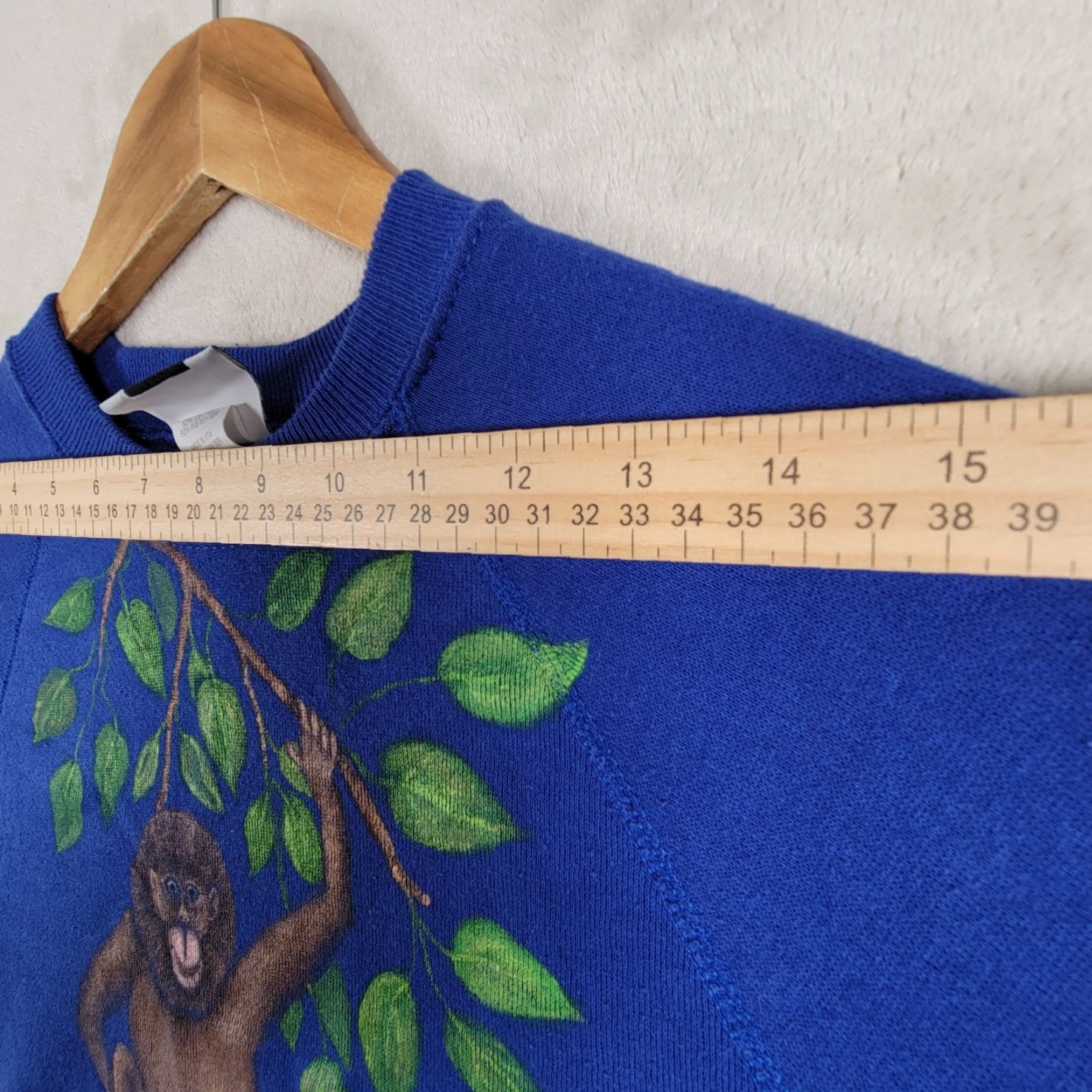 Lee VINTAGE LEE Sweatshirt Women's Medium Blue Cotton Blend Pullover Long Sleeve Monkeys Embroidered Crew Neck Casual Size M / US 6-8 / IT 42-44 - 7 Thumbnail