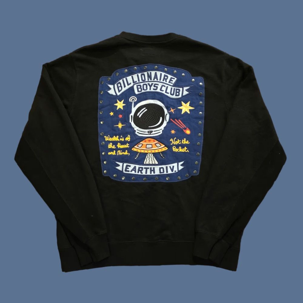 Billionaire Boys Club VINTAGE Billionaire Boys Club Earth Division Crewneck Sweatshirt Embroidered Black XL Size US XL / EU 56 / 4 - 1 Thumbnail