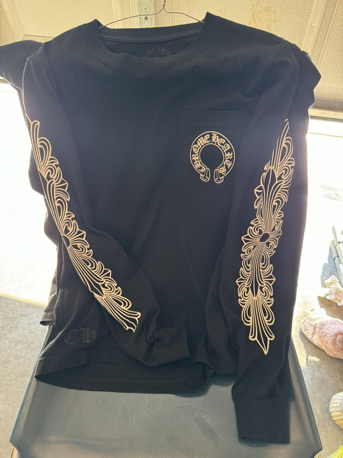 image of Chrome Hearts Long Sleeve T in Black, Men's (Size Small)