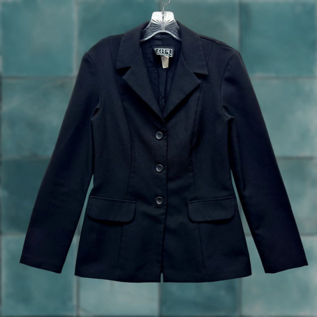 Vintage VINTAGE City Triangles Blazer Jacket Women 90s Y2K Black Button Up Unlined Corpcore Office 8 Medium Size M / US 6-8 / IT 42-44 - 1 Thumbnail