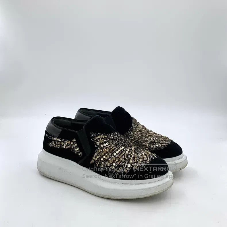 Alexander McQueen Alexander Mcqueen Black velvet sequin diamond design casua Size US 5 / IT 35 - 2 Thumbnail