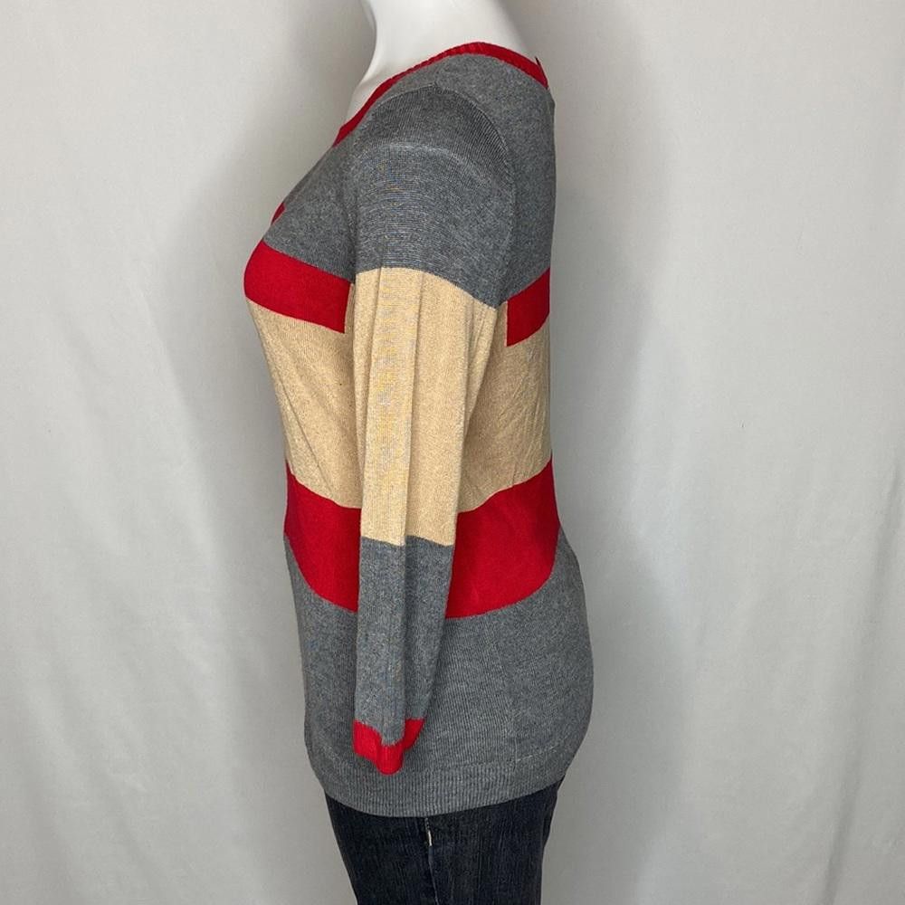 Designer The Limited, Color Block Rayon 3/4 Sleeve Sweater, Large Size L / US 10 / IT 46 - 2 Thumbnail