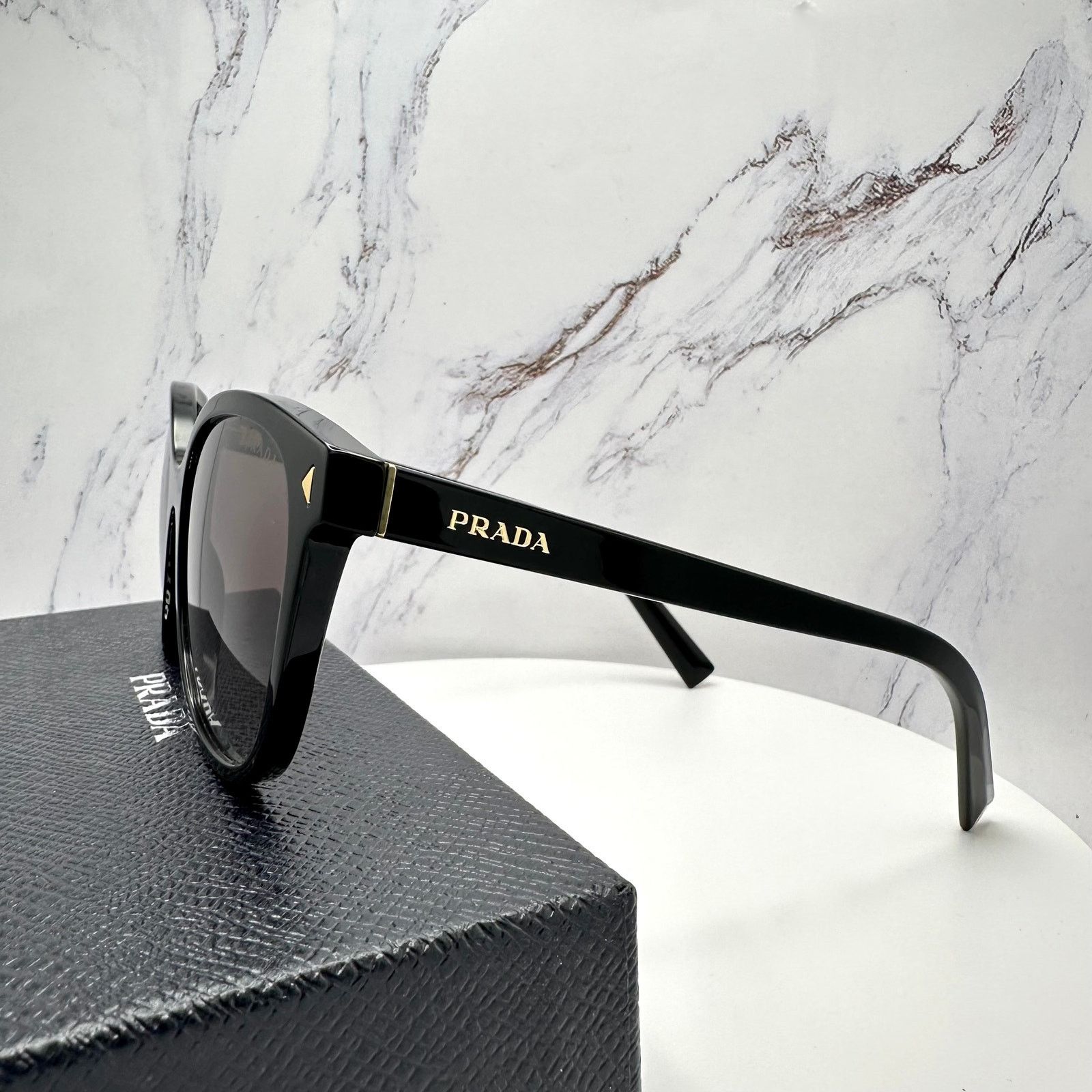Prada New PRADA Sunglasses Black Gold Square Gray Lens Size ONE SIZE - 15 Thumbnail