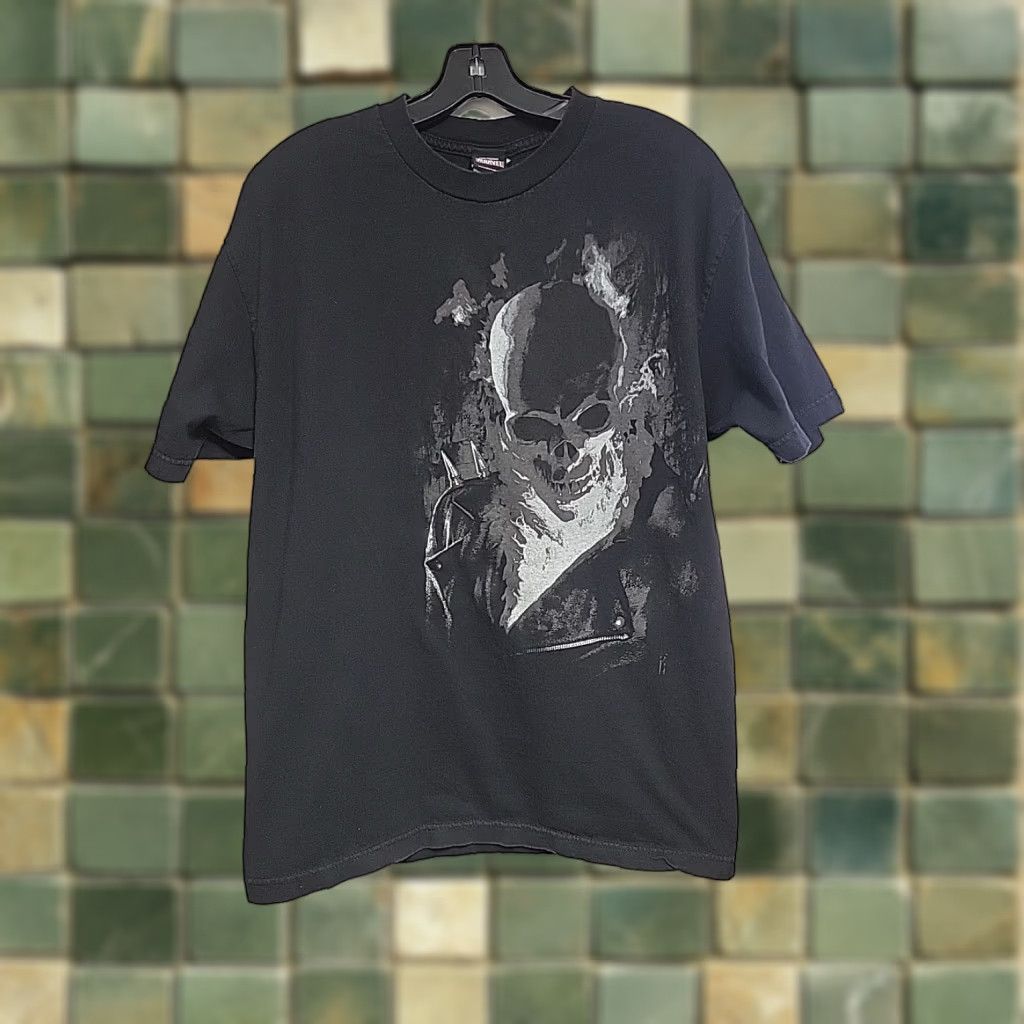 Vintage VINTAGE Marvel Ghost Rider Blazing Skull Mens Black Graphic T Shirt L Skull 90s Comics Fans Mens Size US L / EU 52-54 / 3 - 1 Thumbnail