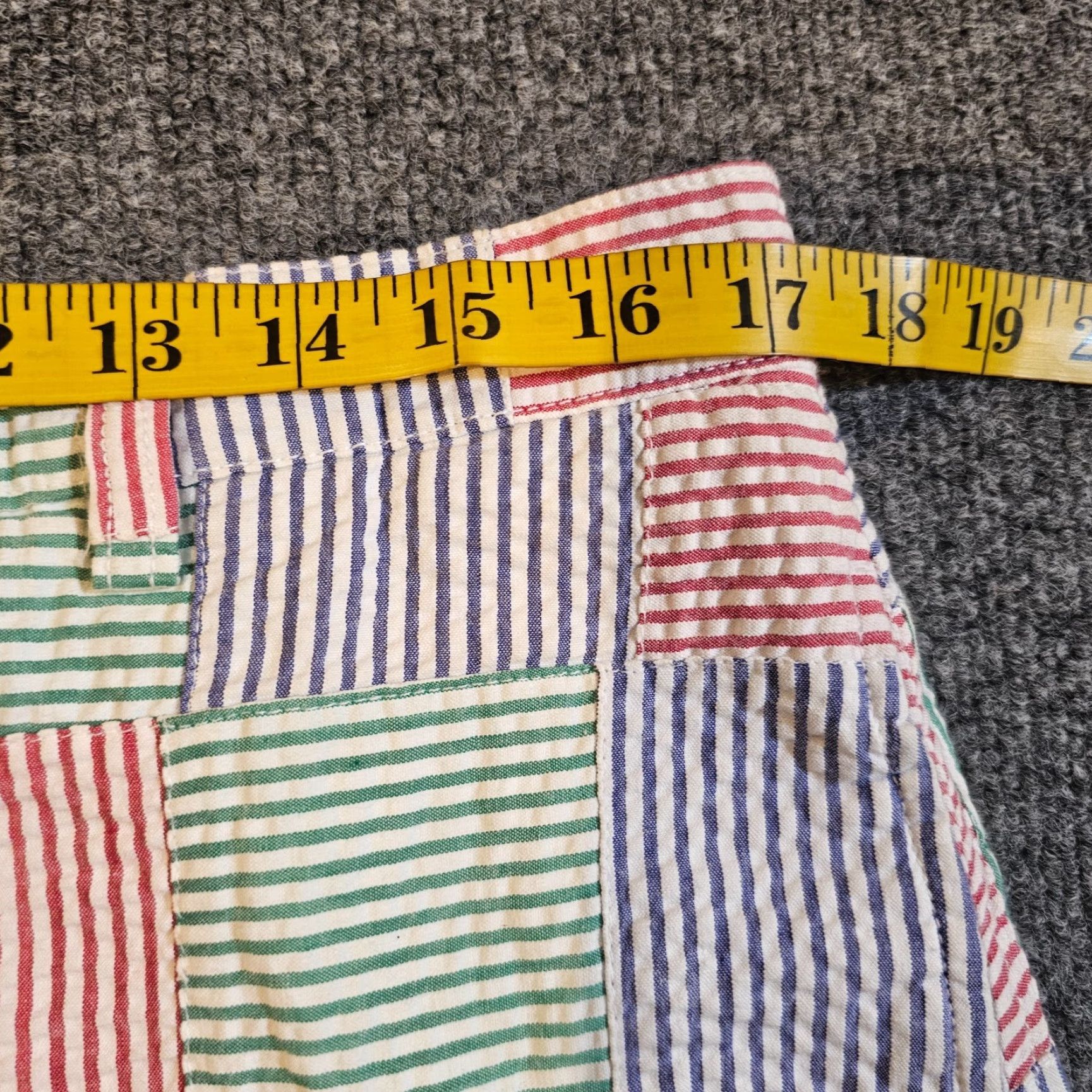 Vintage Harris Shorts Men 34 Green Blue Red Madras Plaid Bermuda Preppy Casual Seersucker 10in Inseam Flat Front Knit Cotton Zip Pockets Size US 34 / EU 50 - 4 Thumbnail