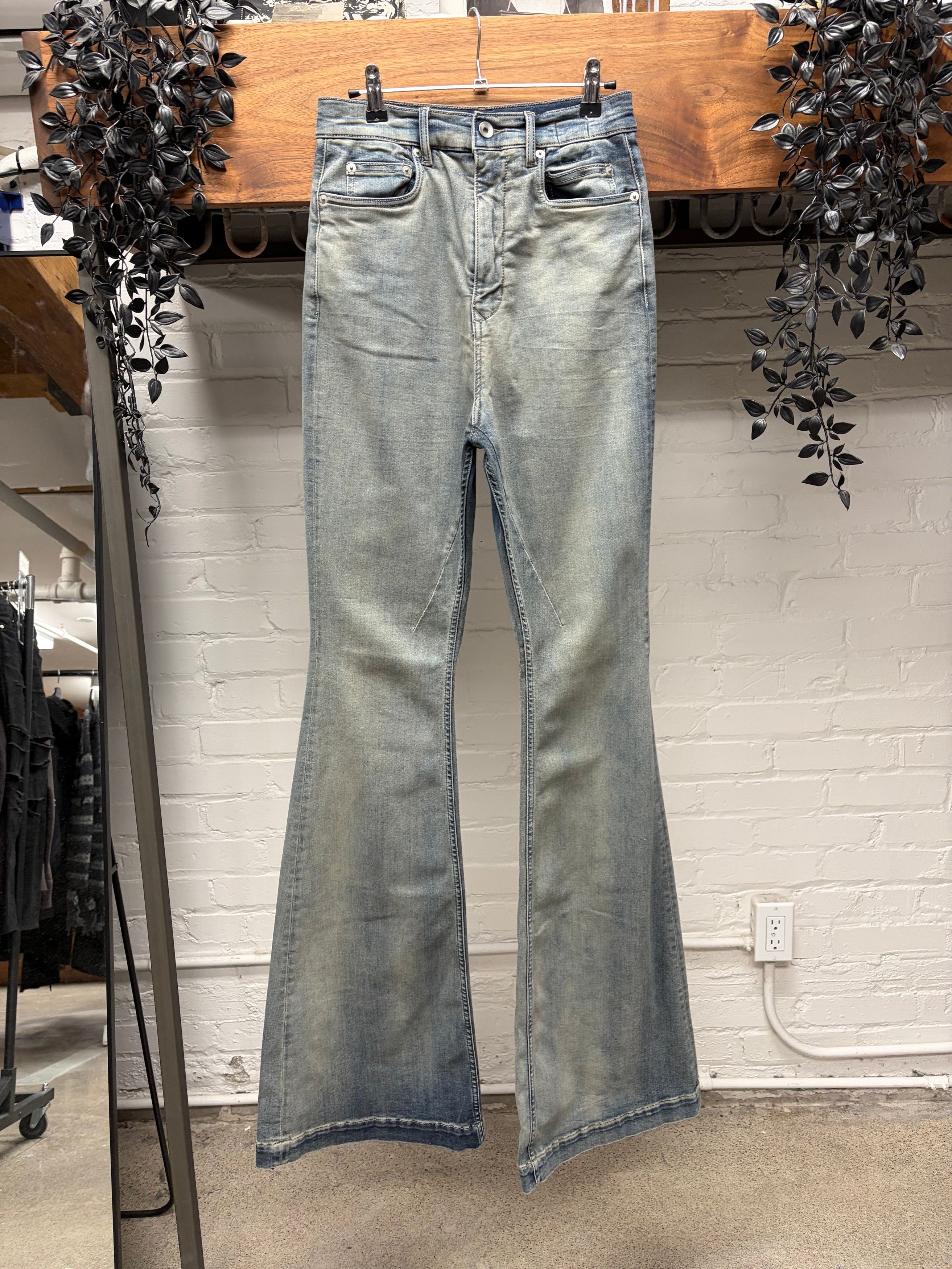 Rick Owens Rick Owens ‘Bolans’ Sky Blue Flared Leg Denim Size 27" / US 4 / IT 40 - 1 Thumbnail