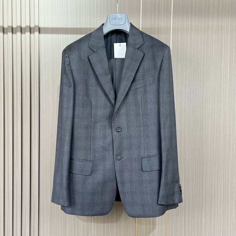 Prada Prada Gray wool plaid suit 2504-Nextarrow Size 48R - 1 Thumbnail