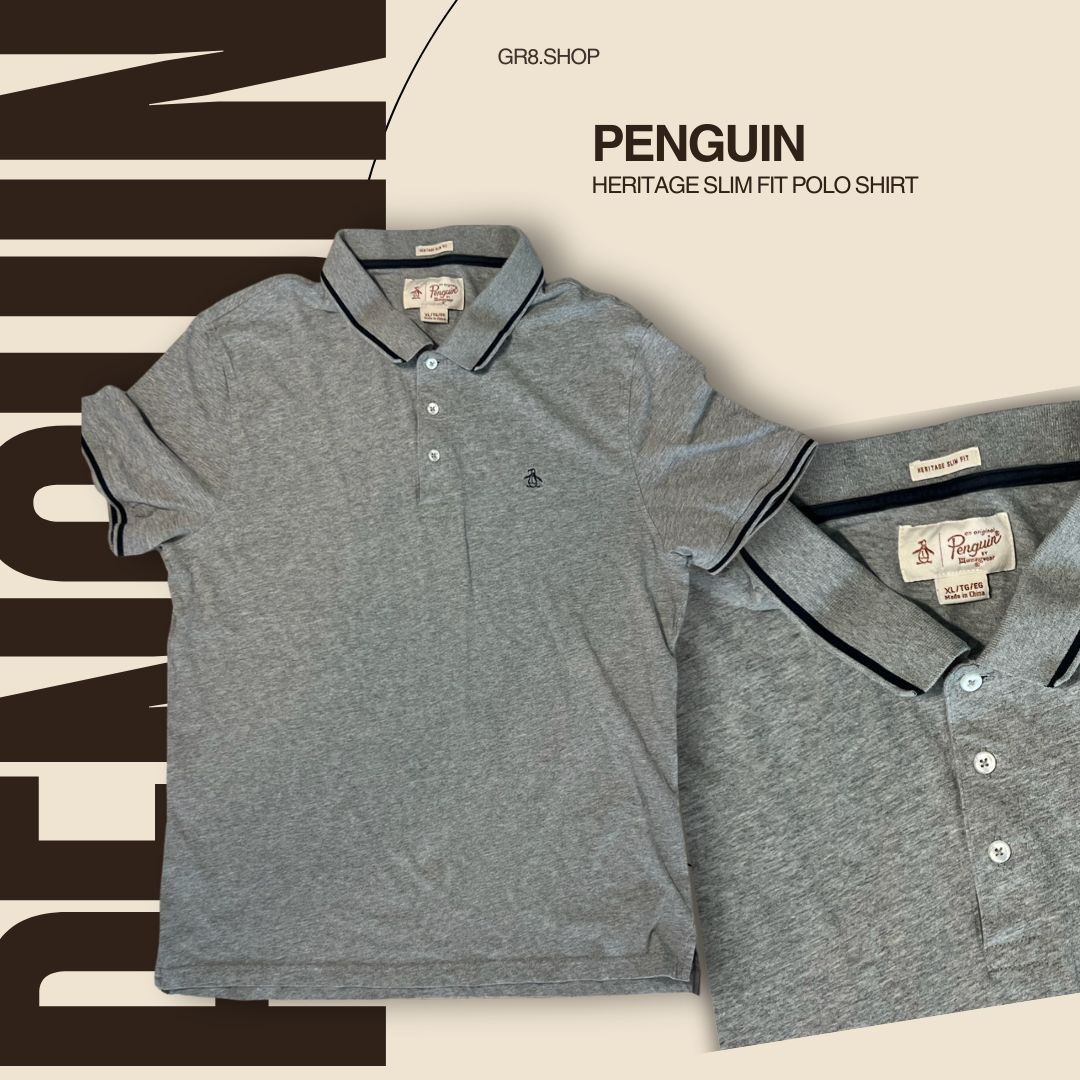 Original Penguin Penguin Heritage Slim Fit Polo Shirt XL Light Gray With Blac Size US XL / EU 56 / 4 - 1 Thumbnail