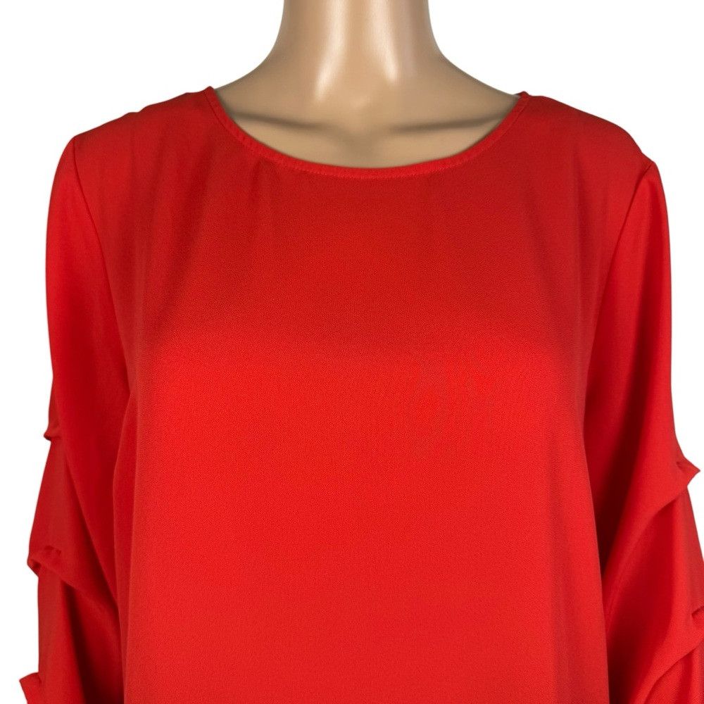 JM Collection JM Collection Red 3/4 Sleeve Blouse Size L Size L / US 10 / IT 46 - 5 Thumbnail