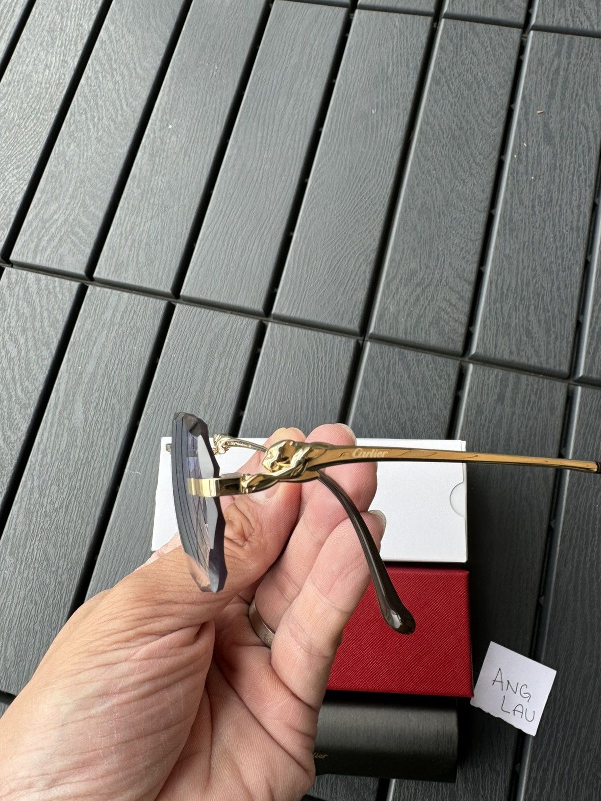 Cartier Cartier Panther Pantherè Gold Diamond Cut Sunglasses Size ONE SIZE - 5 Thumbnail
