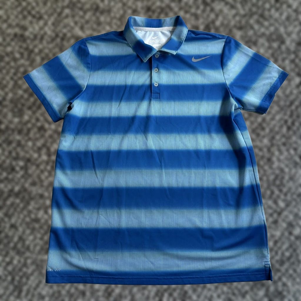 Nike Nike Polo Shirt Golf Stretch Dri Fit Button Mens Size Medium Blue Striped Active Size US L / EU 52-54 / 3 - 1 Thumbnail