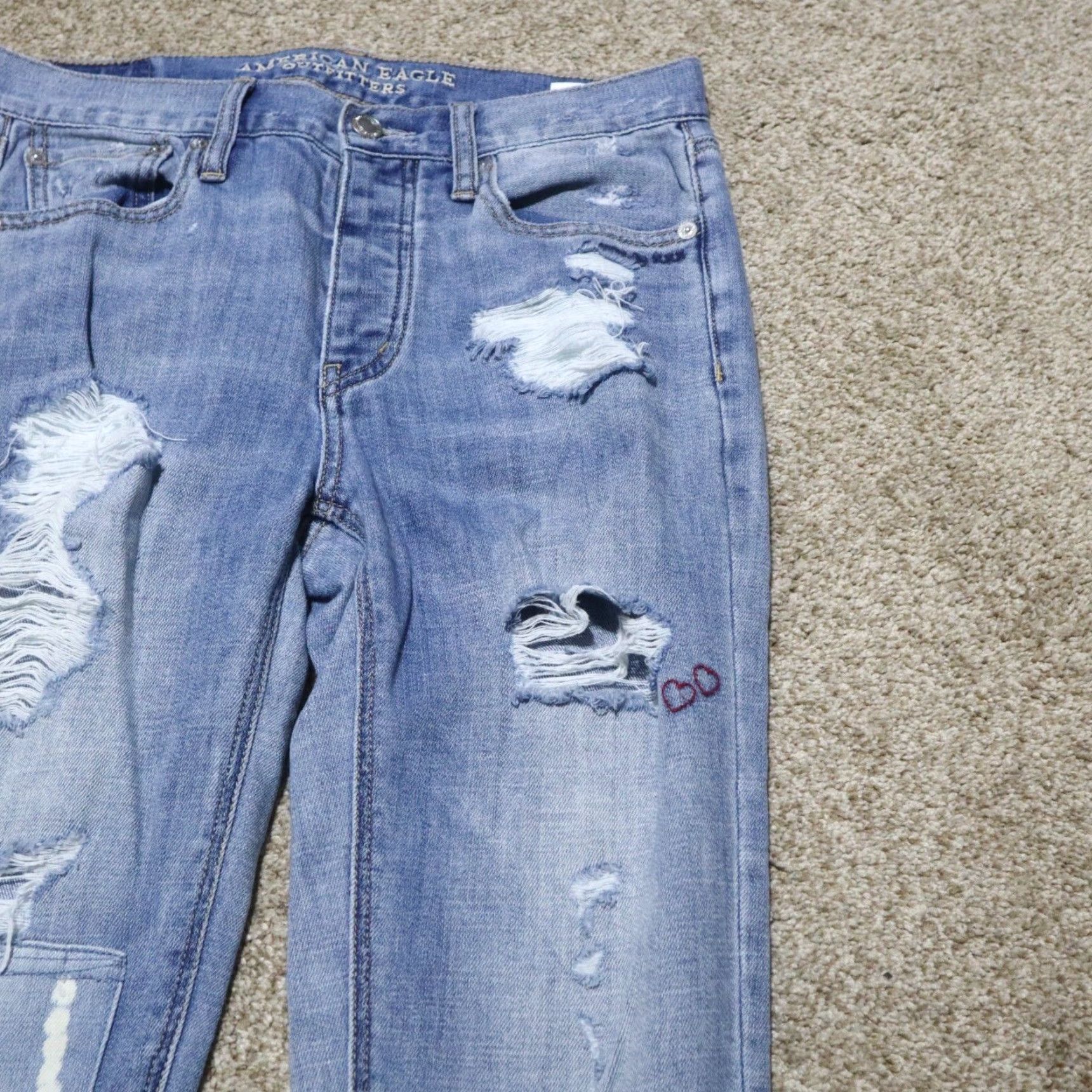 American Eagle Outfitters VINTAGE American Eagle Outfitters Jeans Woman Size 2 Slim Hi-Rise Distressed Patchwork Blue Pants Size 26" / US 2 / IT 38 - 3 Thumbnail