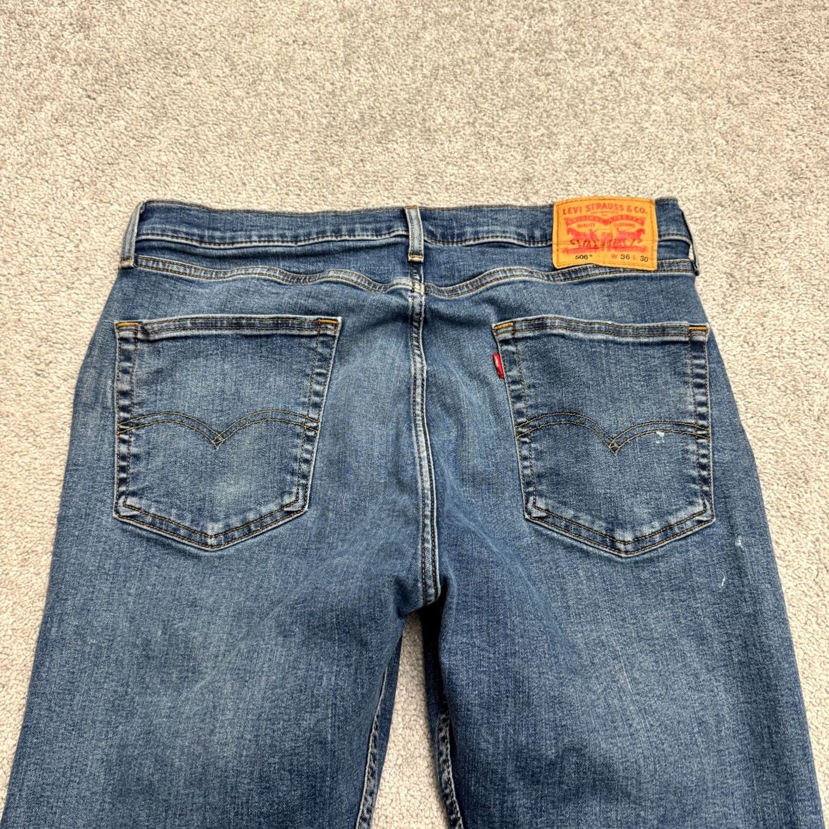 Levi's Levi's 506 Straight Jeans Mens 36x29 Blue Medium Wash Denim Casual Ultra-Comfort Regular Fit Cotton Blend Size US 36 / EU 52 - 4 Thumbnail