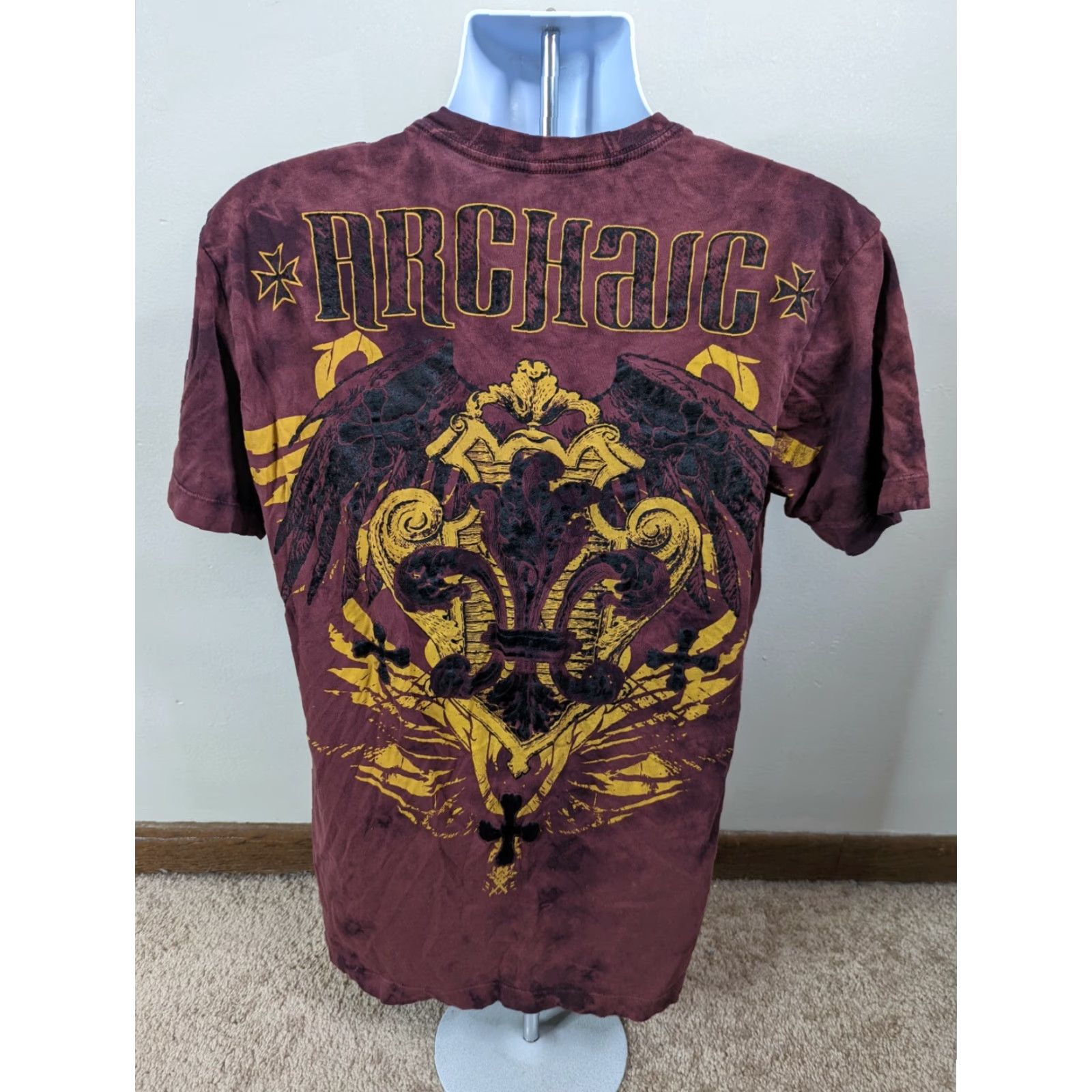 Affliction Archaic By Affliction Mens Shirt Sz Large Tie Dye Graphic Wings Double Sided T4S Size US L / EU 52-54 / 3 - 3 Thumbnail