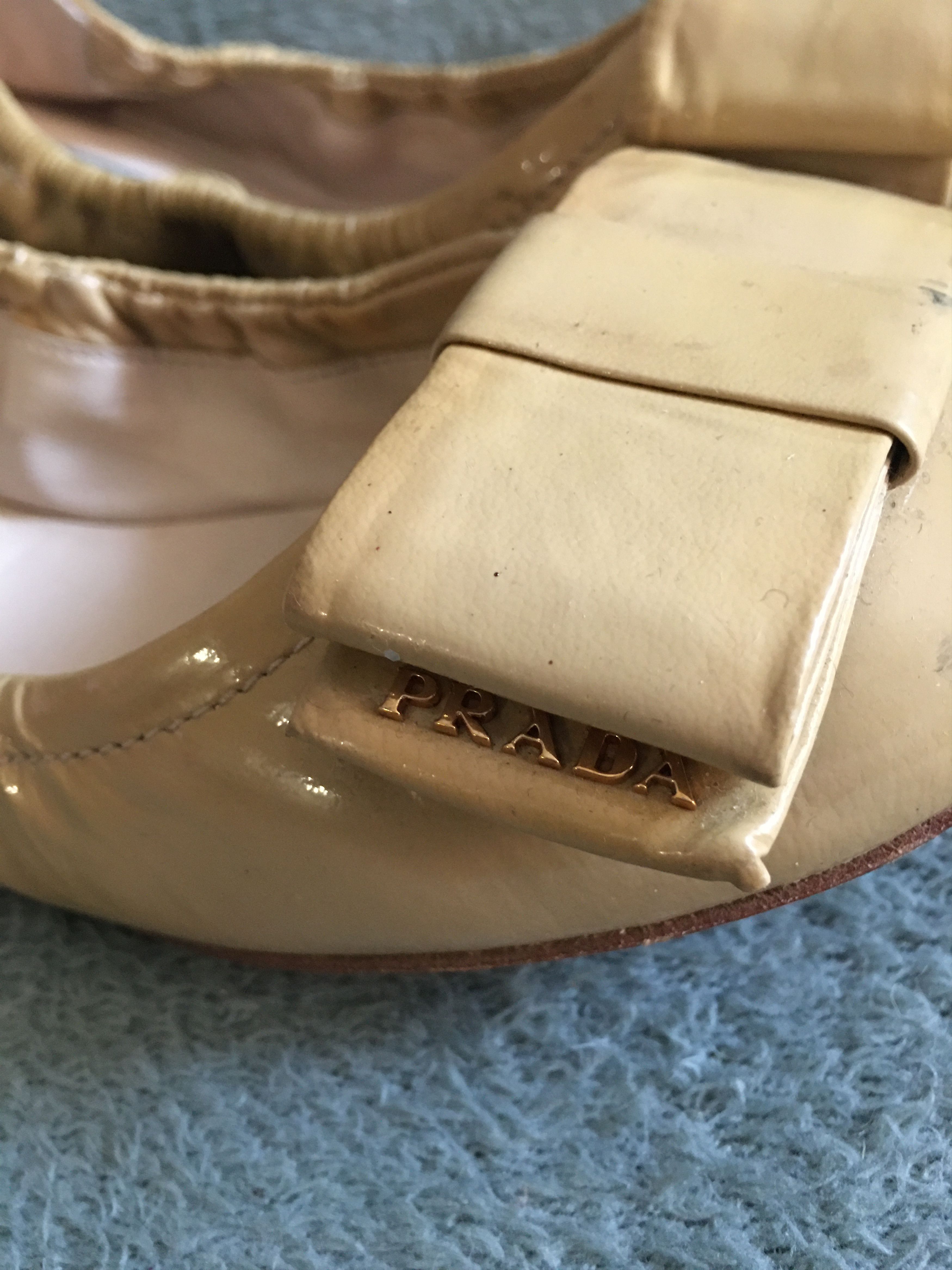 Prada × Vintage PRADA Beige Patent Leather Balets Flats Pumps EU37.5 Size US 7.5 / IT 37.5 - 8 Thumbnail
