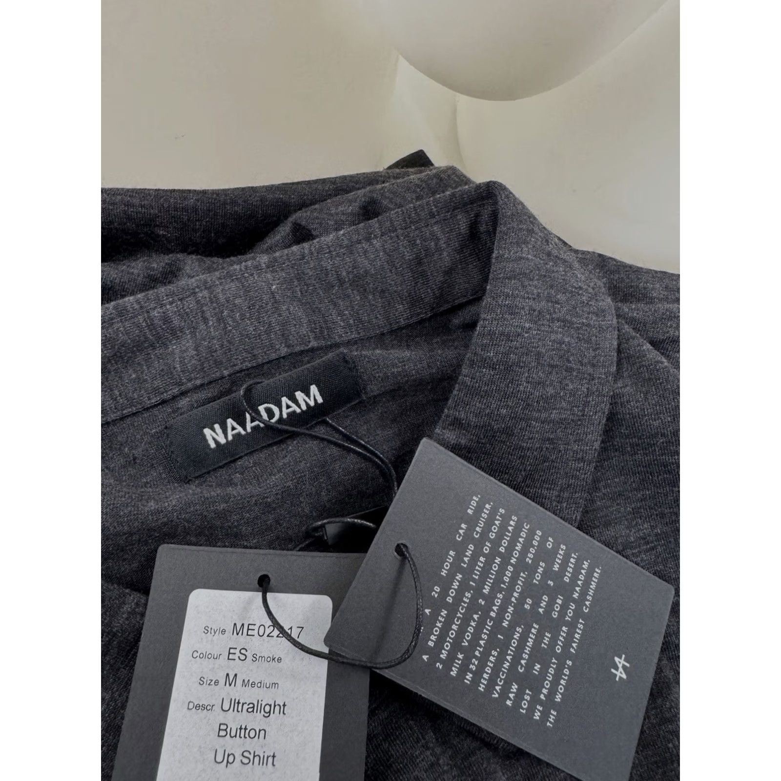 NAADAM NAADAM Cashmere Mens M Ultralight Shirt Button-Up Charcoal Long Sleeve XL? Size US M / EU 48-50 / 2 - 4 Thumbnail