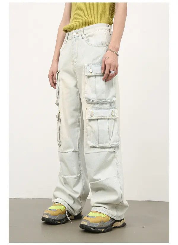 Japanese Brand American multi-pocket retro loose straight-leg cargo jeans Size US 32 / EU 48 - 3 Thumbnail