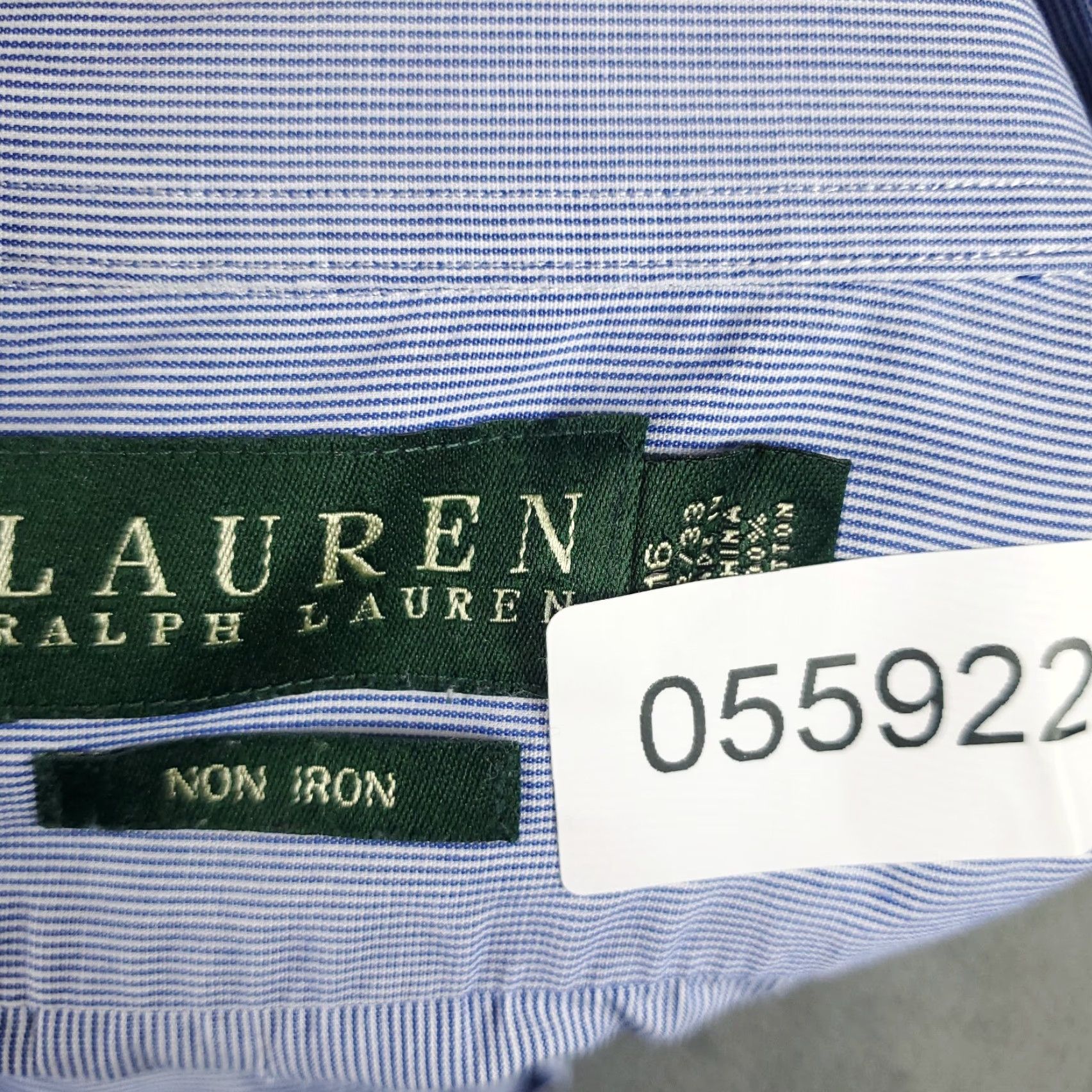 Ralph Lauren Ralph Lauren Dress Shirt Male 16 Blue Stripe Button Up Long Sleeve Non-Iron Regular Fit Adult Medium Blue - Classic American Style Mens Size 42R - 8 Thumbnail