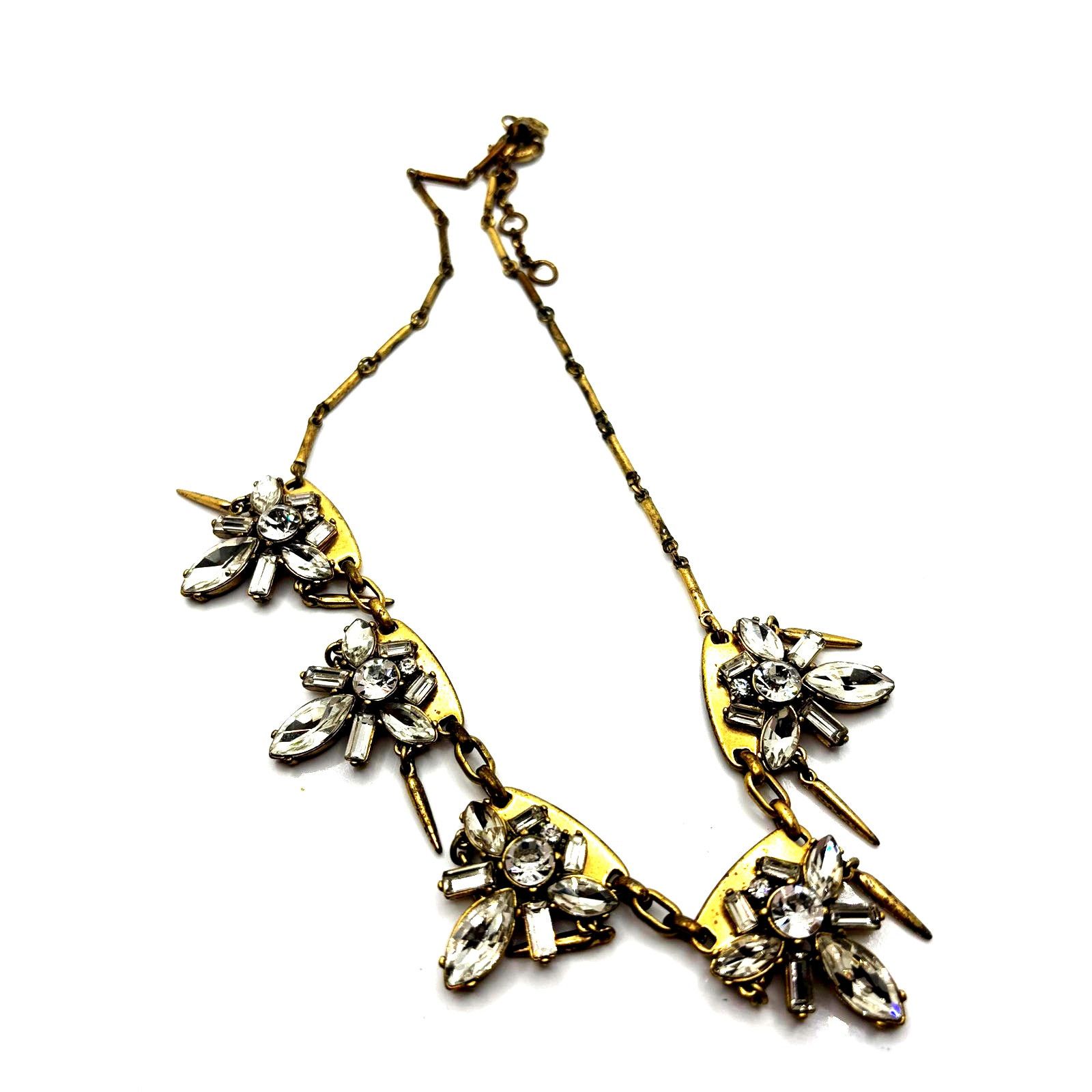 J.Crew J. CREW Goldtone Rose Quartz Floral Statement Necklace Size ONE SIZE - 4 Thumbnail