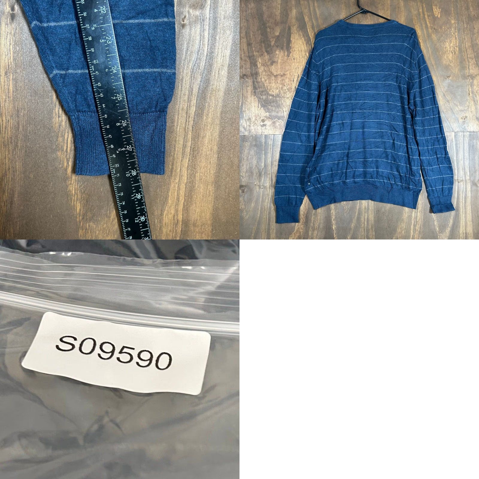 Nautica Nautica Mens Sweater Pullover Striped Blue Modal Blend Large Crew Neck Knit Regular Fit Casual Workwear Mens Size US L / EU 52-54 / 3 - 8 Thumbnail