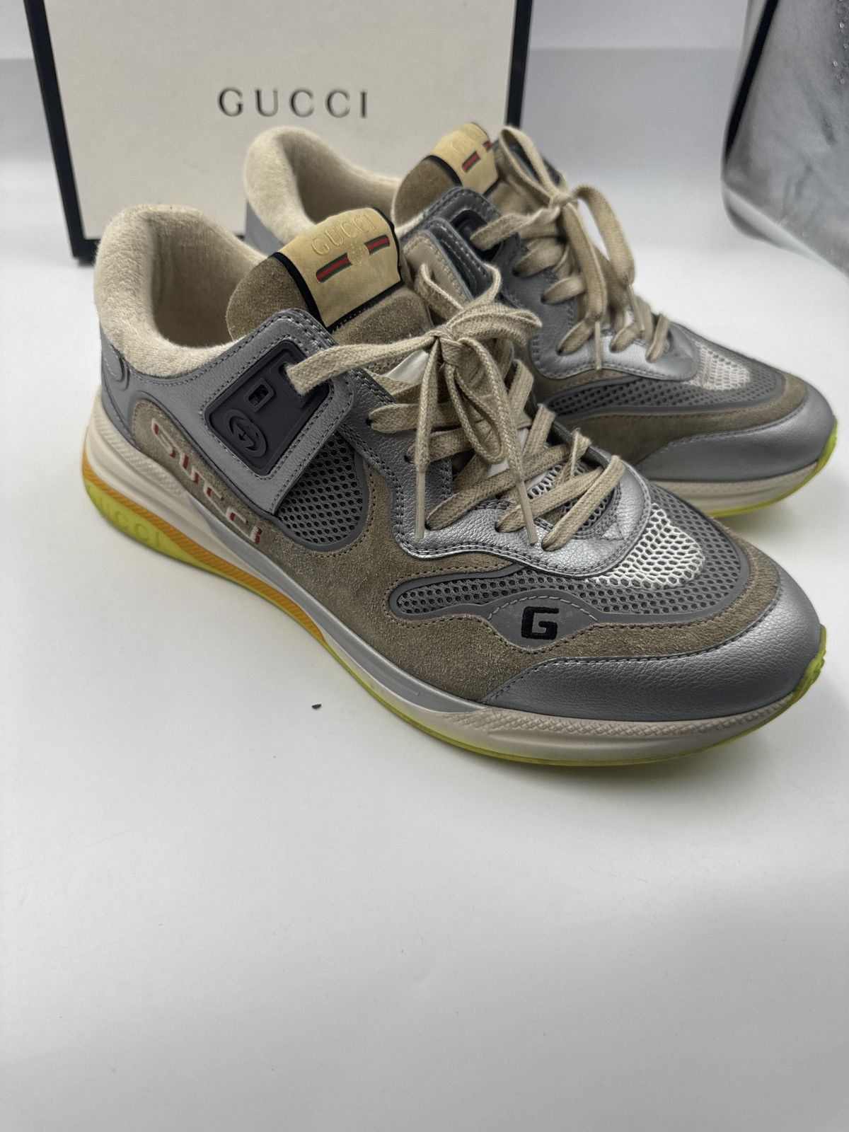 Gucci Two-Tone Mesh And Suede Sneakers | Grailed