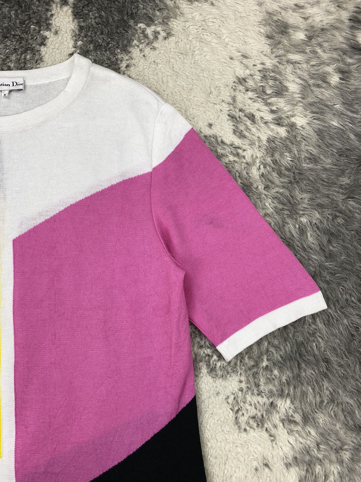 Christian Dior Monsieur × Dior Vintage CHRISTIAN DIOR Parallelograms Geometric Knit Shirt Size M / US 6-8 / IT 42-44 - 4 Thumbnail