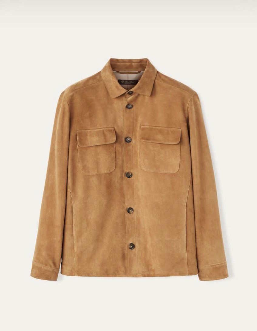 Loro Piana o1srvl11e0426 Suede Overshirt in Camel Brown Size US S / EU 44-46 / 1 - 1 Preview