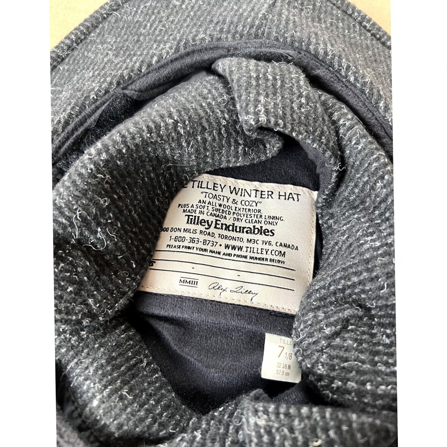 Tilley Tilley Endurables Hat Bucket Mens 7 1/8 Gray Tweed Lined Insulated Winter Size ONE SIZE - 4 Thumbnail